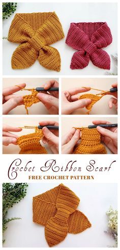 Cowl Patterns, Keyhole Scarf, Crochet Scarf For Beginners, Crochet Patterns Ideas, Crochet Cowl Free Pattern, Crochet Cowls, Ribbon Scarf, Crochet Neck Warmer, Crochet Scarf Pattern Free