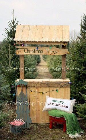 Tree Farm 3 (with Merry Christmas) Winter Elves, Christmas Tree Farm Pictures, Christmas Tree Store, Christmas Tree Lots, Christmas Photo Props, Christmas Photography Backdrops, Winter Backdrops, Christmas Props, Snow Forest