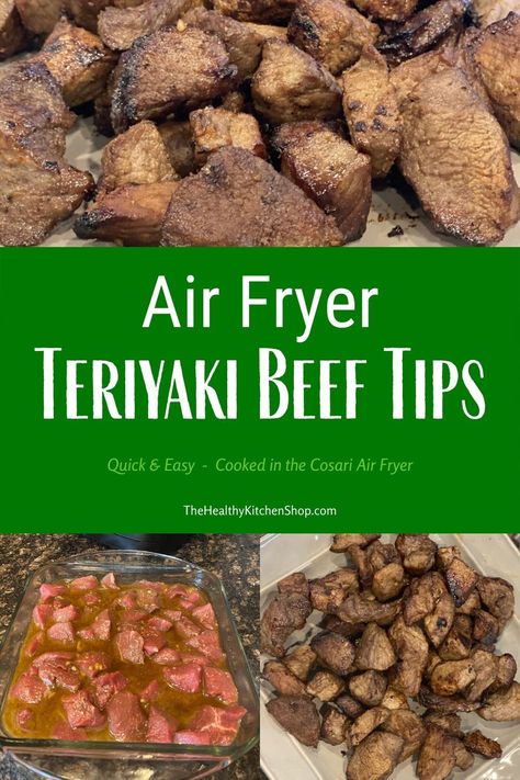 In a rush? You can skip the grill and still have absolutely delicious beef tips in just a few minutes. The teriyaki marinade is delicious, and my Cosari air fryer cooked them to perfection. #airfryer #airfryerrecipe #teriyakibeeftips #cosariairfryer Air Fryer Beef Tips, Teriyaki Beef Tips, Beef Teriyaki Recipe, Teriyaki Beef Stir Fry, Beef Tips Recipe, Air Fryer Beef, Air Fry Steak, Beef Teriyaki, Beef Tip Recipes