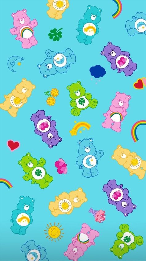 Bear Aesthetic Wallpaper, Bear Aesthetic, Care Bears Vintage, Care Bear Party, Wallpaper Heart, Care Bears Cousins, Wallpaper Disney, Heart Iphone Wallpaper, Rainbow Wallpaper