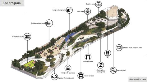 Public park design on Behance Green Plaza Design, Riverfront Park Design, Parking Plan Architecture Layout, Rectangular Site Plan Architecture, Public Space Design Plan, Recreational Park Design Ideas, Natural Park Design, Plaza Design Architecture, Urban Park Public Spaces