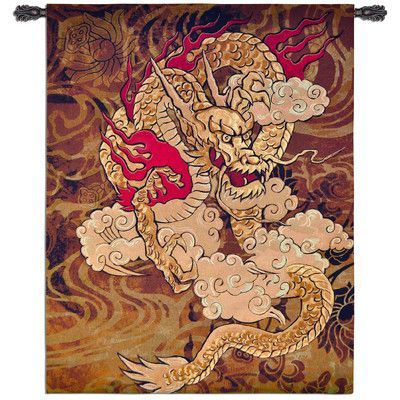 Fine Art Tapestries Golden Dragon by Brad Simpson Tapestry Dragonfly Bathroom, Dragons Japanese, Dragon Tapestry, Potion Shop, Football Recipes, Dragon Quilt, Asian Inspired Decor, Fun Embroidery, Chinese Dragons