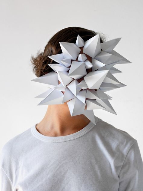 Origami Mask, Project Paper, Paper Fashion, Art Appliqué, Paper Mask, Body Adornment, Paper Creations, Paper Clay, Paper Sculpture