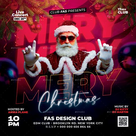 Christmas Flyer Design, Christmas Poster Design, Christmas Party Flyer, Wedding Couple Cartoon, Christmas Flyer Template, Promo Flyer, Music Bar, Ads Creative Advertising Ideas, Promo Poster