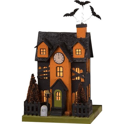 Halloween Haunted House Decorations, Bethany Lowe Halloween, Casa Halloween, Bethany Lowe Designs, Halloween Figures, Halloween Bottles, Halloween Haunted House, Black Bottle, Christmas Village Houses