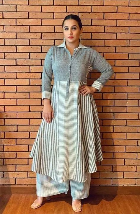 Stylish Kurtis Design, Indian Kurti Designs, Ethnic Wear Indian, Trendy Outfits Indian, Simple Kurti Designs, Vidya Balan, Kurti Designs Latest, Kurta Neck Design, Boutique Dress Designs