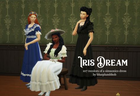 DREAM 107 recolors of a simsonico Edwardian Era Dress, Victorian Era Dresses, Sims 4 Decades Challenge, Sims Medieval, Sims 4 Challenges, Sims 4 Family, Sims 4 Children, Sims 4 Mm Cc, Sims 4 Game Mods