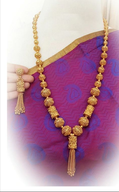 Bor Mala Designs Gold, Gold Mala Designs, Gold Beads Mala, Mohan Mala, Gold Mala, South Jewellery, Mala Designs, Gold Jewelry Prom, Art Hobby