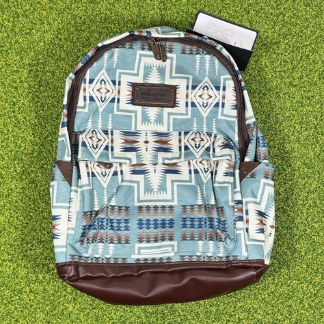 Pendleton Backpack Canyon Southwestern 17” Laptop Aqua / Brown Leather 23121-40-Bp Hooey Backpack, Blue Brown, Storage Organization, Brown Leather, Color Blue, Laptop, Backpacks, Leather, Blue