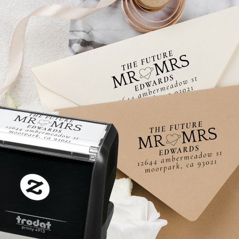 Future Mr and Mrs Elegant Wedding Return Address Self-inking Stamp Future Mr And Mrs, Return Address Stamp Wedding, Return Address Labels Template, Wedding Return Address, Address Label Template, Return Address Wedding, Return Address Stamp, Modern Couple, Address Stamp