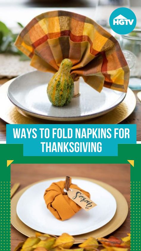 Step up your place settings this holiday season with these clever and festive Thanksgiving napkin folding ideas. Thanks Giving Napkins, Napkins For Thanksgiving Table, Folded Napkins For Thanksgiving, Thanksgiving Napkin Ideas, How To Fold Napkins For Thanksgiving, Thanksgiving Napkin Folds Easy, Thanksgiving Folded Napkins, Fold Napkins For Thanksgiving, Cloth Napkin Folding Ideas Thanksgiving