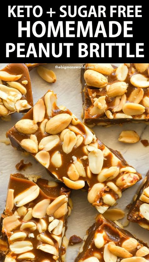 Homemade Peanut Brittle, Peanut Brittle Recipe, Brittle Recipes, Keto Candy, Candy Recipes Homemade, Keto Brownies, Peanut Brittle, Keto Cheesecake, Keto Cookies