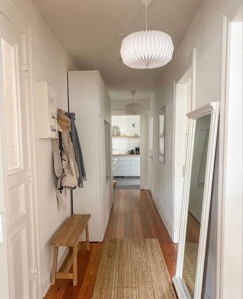 Wood Floor Apartment, Scandinavian Corridor, Copenhagen Apartment Aesthetic, Berlin Apartment Interior, Uk Apartment, Tenement Flat, Apartment Hallway, Apartment Therapy Small Spaces, Berlin Apartment