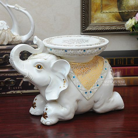 Elephant Statue Decor, Elefante Hindu, Flower Elephant, Resin Gifts, Elephant Home Decor, Beautiful Home Gardens, Elephant Carving, Hindu Statues, House Fashion