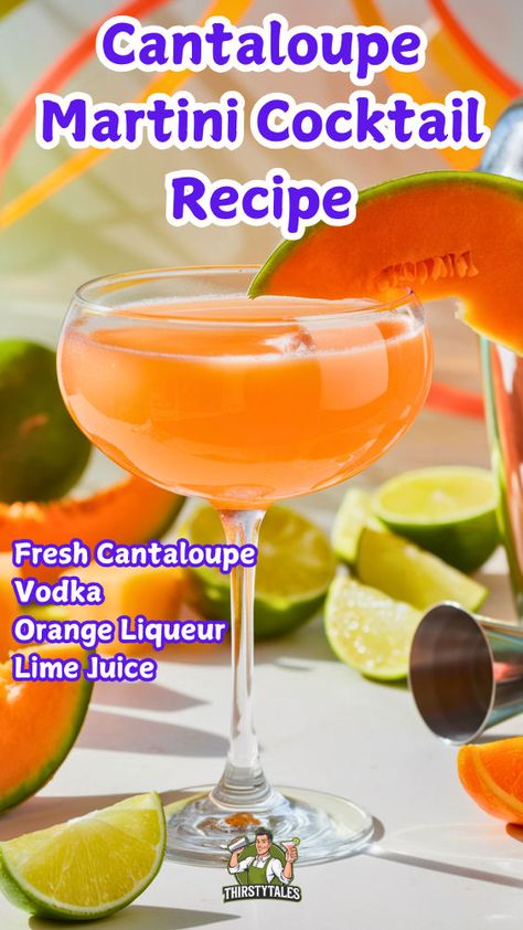 "Discover the refreshing Cantaloupe Martini Cocktail Recipe, a perfect blend of sweet cantaloupe and zesty limoncello. This delightful drink is a must-try for melon cocktail enthusiasts and a fantastic addition to your cocktail inspiration. Explore more Cantaloupe Cocktail Recipes and elevate your bartending skills with these easy-to-make, delicious Cantaloupe Cocktails. Perfect for summer gatherings or a relaxing evening, this cocktail knowledge will impress your friends and family!" Cocktail Knowledge, Cantaloupe Cocktail, Melon Cocktail, Vodka Orange, Cocktail Inspiration, Perfect Martini, Best Summer Cocktails, Summer Cocktail Party, Spring Cocktails