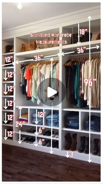 Standard Wardrobe Dimensions, Wardrobe Dimensions, Wardrobe Measurements, Drawing Interior, Viral Reels, Reels Instagram, Closet Space, Wardrobe Design, Instagram Growth