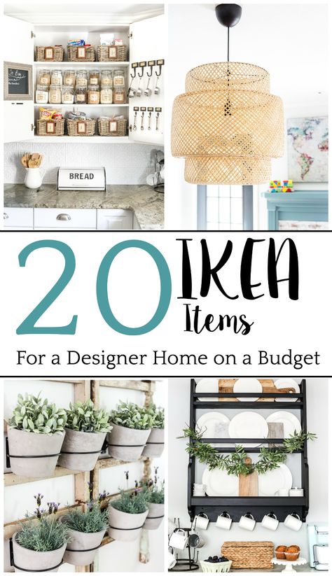 The top 20 IKEA items that look high-end for a low price to decorate a home that is timeless and with a modern farmhouse style. #ikeadecor #budgetdecor #budgetdecorating #cheapdecor #ikea #modernfarmhouse #classicdecor #traditionaldecor Ikea Items, Diy Farmhouse Decoration, Ikea Desk Hack, Kura Bed, Interior Design Minimalist, Decor Western, Ikea Decor, Home On A Budget, Ikea Hack Ideas