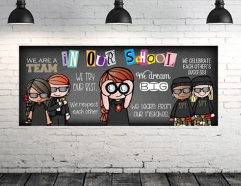 SPY KIDS / detective - Classroom Decor: LARGE BANNER, In Our School - horizontal Kids Classroom Decor, Detective Theme, Chalkboard Theme, Classroom Banner, Education Banner, Kid Detectives, Spy Kids, Math Poster, Kids Classroom