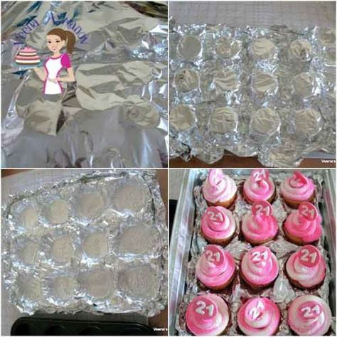 How to transport Cupcakes - the most economical way - Veena Azmanov Cupcake Boxes Diy, Transport Cupcakes, Cupcake Holders Diy, Diy Cupcake Box, Cone Cupcakes, Christmas Ice Cream, Bake Sale Packaging, Cake Designs For Girl, Ice Cream Cone Cupcakes