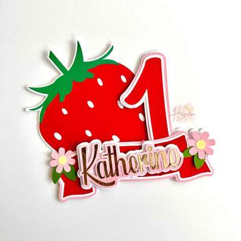 Berry First Birthday Cake, Strawberry Cake Topper, Berry 1st Birthday, Berry First Birthday, Strawberry Birthday, First Birthday Cake Topper, Strawberry Party, First Birthday Cake, First Birthday Cakes