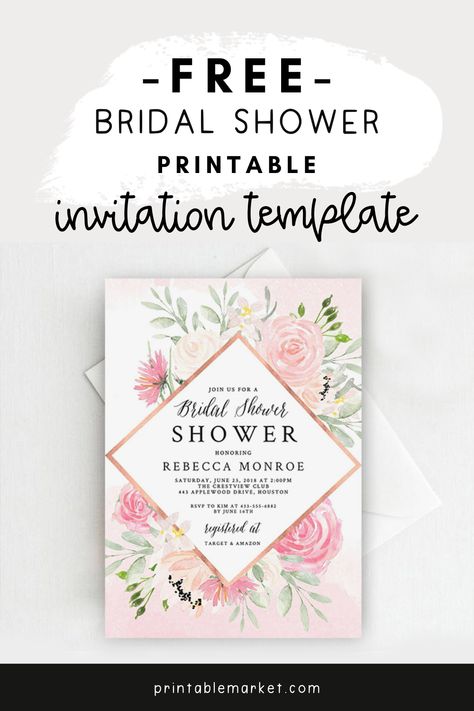 Edit and download for free. Free Printable Bridal Shower Invitations Templates, Free Bridal Shower Invitations Templates, Free Bridal Shower Printables, Bridal Shower Invitations Free, Free Invitation Cards, Bridal Shower Printables, Free Wedding Printables, Creative Invitations, Printable Invitation Templates