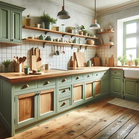 Every nursery design needs book storage solutions for the baby's first book collection. Now, don't let these treasured first books gather in bins but instead give them the attention it deserves. Sage Kitchen, Sage Green Kitchen, Green Kitchen Cabinets, Green Cabinets, Book Storage, Pantry Design, Kitchen Inspiration Design, Kitchen Redo, Green Kitchen