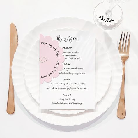 Elevate your bridal shower with our stylish wave flower-shaped menu and glass tag place cards! 🌸✨ Perfect for adding a unique touch to your table decor. Come for the bride, stay for the wine—and let your guests enjoy every beautifully crafted detail! . . . . . #BridalShowerDecor #MenuAndPlaceCards #WaveFlowerDesign #BridalTableDecor #BridalShowerInspo #CustomPlaceCards #ShowerWithStyle #BridalInspiration #WeddingStationery #PlacecardIdeas #TableSettingGoals #ShowerDecor #BrideToBe #BridalShow... Bridal Table Decorations, Sticky Date Pudding, Personalized Place Cards, Bridal Shower Inspo, Bridal Shower Planning, Bridal Table, Bridal Show, Cake Servings, Bridal Shower Decorations