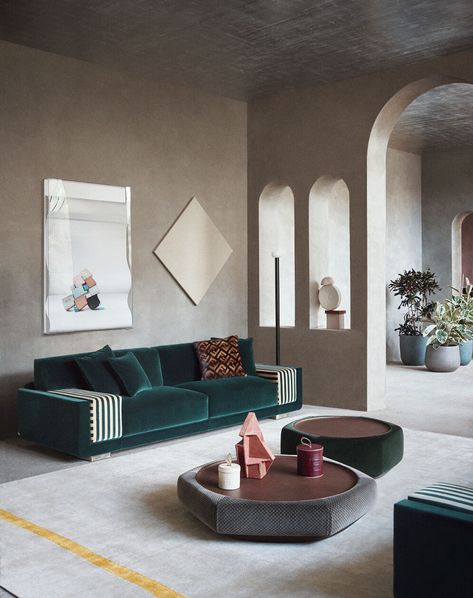 Home Furnishing Inspiration | Fendi Casa Luxury Sofa Modern, Daybed Design, Fendi Casa, Yellow Sign, Model Town, Centre Table, Luxury Modern Furniture, Apartment Renovation, Modern Sectional