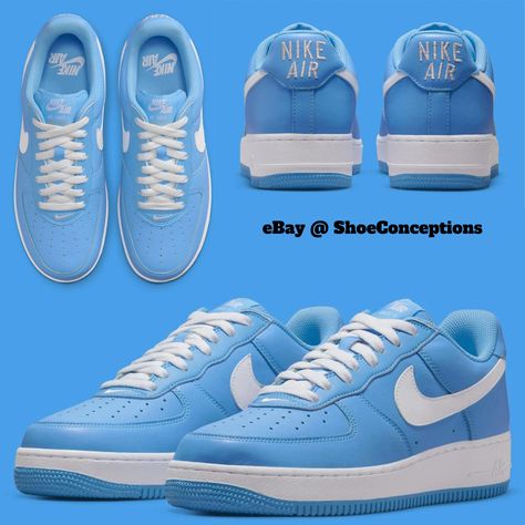 Nike Air Force 1 Low Retro Shoes "UNC" University Blue White DM0576-400 Men's Get a price at https://copapair.com/nike-air-force-1-low-retro-shoes-unc-university-blue-white-dm0576-400-mens/ Blue Air Force 1, Unc University, Blue Air, Nike Air Force 1 Low, Retro Shoes, University Blue, Air Force 1 Low, New Sneakers, Nike Air Force 1