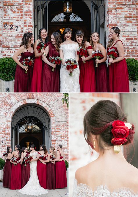 Red And Blue Wedding, Blue And Red Wedding, Burgundy Wedding Theme, La Jewelry, Red Wedding Theme, Wedding Motifs, Red Bridesmaids, Blue Wedding Flowers, Red Bridesmaid Dresses