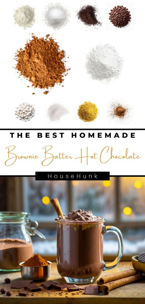 Dive into the world of homemade goodness with our Brownie Batter Hot Chocolate Mix! Rich, velvety cocoa infused with the flavors of freshly mixed brownie batter. Perfect for cozy nights in! Hot Chocolate Mix Recipe, Homemade Brownie, Drink Inspiration, Hot Chocolate Recipe, Homemade Brownies, Brownie Batter, Chocolate Recipe, Hot Chocolate Mix, Chocolate Mix