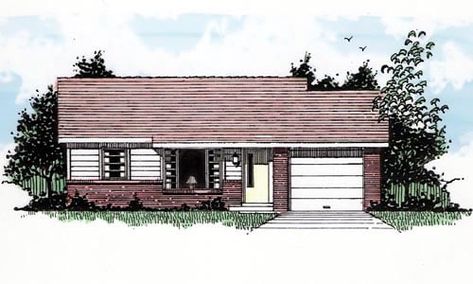 Ranch House Plan 94382 with 2 Beds, 1 Baths, 1 Car Garage Elevation 1 Car Garage, Garage Apartment Plans, Ranch Style House, Cottage Style House Plans, Ranch House Plan, Garden Suite, Small House Floor Plans, Ranch Style House Plans, Garage Plan