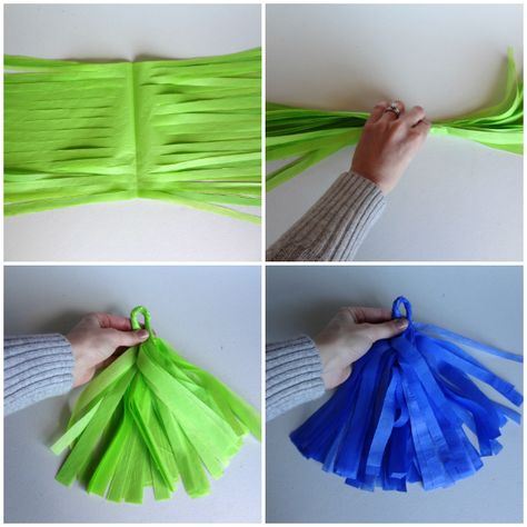 Paper Tassels Decoration, How To Make Balloon Tassels, Party Planner Business, Tissue Tassel Garland, Balloon Tassel, Shredded Tissue Paper, Abc Coloring Pages, Mexican Party Theme, Fiesta Decorations