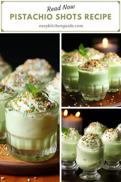 Pistachio Shots Recipes, Pistachio Liqueur Drinks, Pistachio Pudding Shots, Pistachio Drink, Easy Shot Recipes, Pudding Shot Recipes, Liqueur Drinks, Pudding Shots, Pistachio Ice Cream