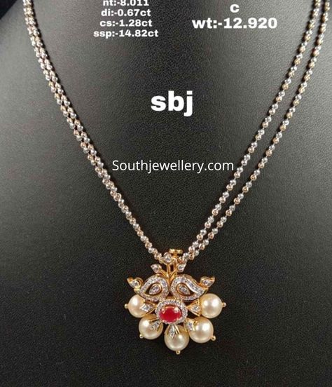 simple diamond pendant for black beads chain Simple Diamond Pendant, Black Beads Chains, Black Diamond Chain, Black Beads Chain, Jewellery South Indian, Locket Design, Gold Pearl Jewelry, Black Beads Mangalsutra Design, Diamond Pendants Designs