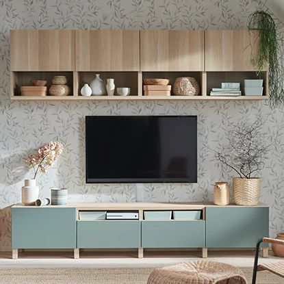 Ikea Shelves Tv Wall, Ikea Tv Room Ideas, Muebles Tv Ikea, Ikea Living Room Inspiration, Ikea Interior Living Room, Ikea Tv Wall Unit Ideas Hack, Living Room Designs Ikea, Ikea Ideas Living Room, Ikea Tv Unit Ideas