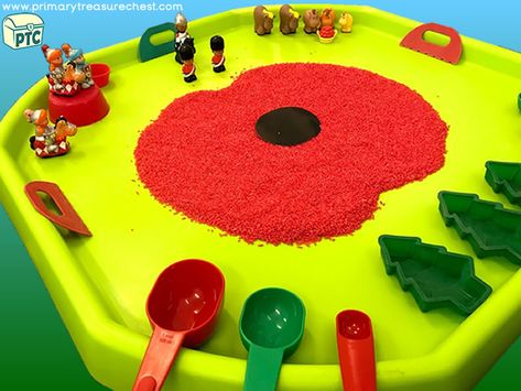 Remembrance Day Sensory Play, Remembrance Activities For Kids, Anzac Day Activities For Toddlers, Remembrance Day Tuff Tray, Remembrance Day Activities, Early Childhood Education Resources, Remembrance Day Art, Sensory Tray, Veterans Day Activities