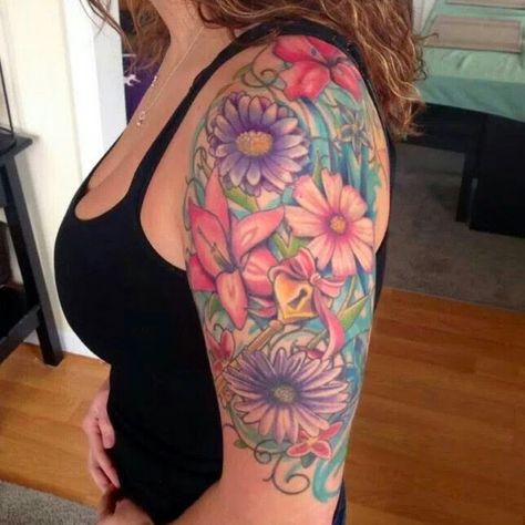 Flower half sleeve Easy Half Sleeve Tattoos, Half Sleeve Tattoos Color, Flower Half Sleeve, Half Sleeve Tattoo Upper Arm, Upper Half Sleeve Tattoos, Half Sleeve Tattoo Template, Nikko Hurtado, Mangas Tattoo, Half Sleeve Tattoos Drawings