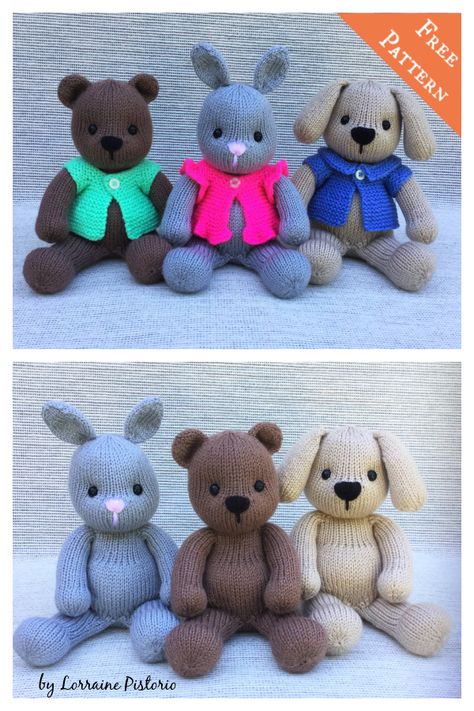 Small Teddy Bear Knitting Pattern Free, Knitted Soft Toys Free Pattern, Free Knitted Teddy Bear Pattern, Free Knitted Toys Patterns, Free Knitted Toys, Teddy Knitting Pattern Free, Knit Bear Pattern Free, Stuffed Animal Knitting Patterns Free, Free Teddy Bear Knitting Pattern