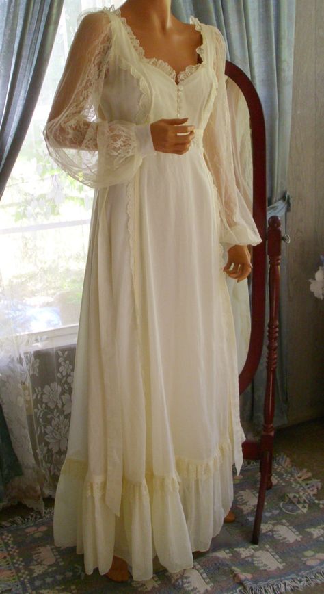 70s Vintage Prairie Edwardian Style Gunne Sax Dress by artemis53, $150.00 Robes Vintage, Gunne Sax Dress, Night Gowns, Edwardian Style, Vintage Nightgown, Gunne Sax, Edwardian Fashion, Vintage Lingerie, Nightgowns