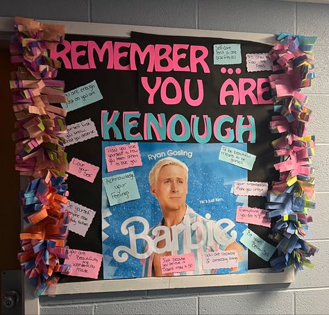 Buliton Board Ideas Schools High School, Asb Bulletin Board Ideas, Shoutout Bulletin Board Ideas, Barbie Ra Bulletin Board, Stuco Bulletin Board Ideas, Barbie Themed Bulletin Board, Staar Bulletin Boards Ideas, Pop Culture Bulletin Board Ideas, College Dorm Bulletin Boards