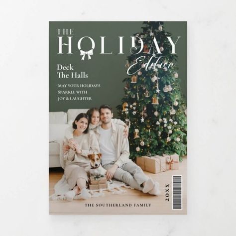 Holiday Magazine Covers, Christmas Magazine, Family Christmas Card Photos, Holiday Magazine, Magazine Feature, Unique Postcards, Family Christmas Cards, Magazine Cover Design, Holiday Sparkle