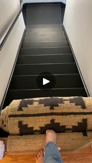 1M views · 10K reactions | 4_Easy stair makeover! ✨🤘🏼would you ever paint your stairs black #stairmakeover #stairs #renovation #homereno #diyhome # | Heather Sean Design | Heather Sean Design · Original audio Black Painted Stairs, Black Steps, Stairs Black, Stairs Renovation, Black Stairs, Stair Makeover, Painted Stairs, Home Reno, Household Hacks