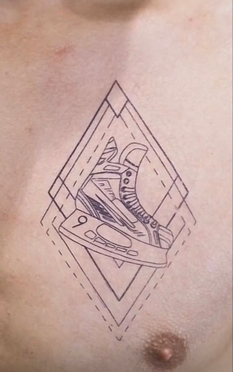 Hockey Tattoo Ideas For Women, Hockey Goalie Tattoo, Hockey Tattoo For Women, Hockey Tattoo Ideas, Hockey Embroidery, Hockey Tattoos, Hockey Tattoo, Tattoo Reference, Tasteful Tattoos