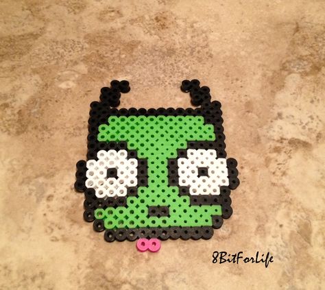 Perler Bead Patterns Invader Zim, Gumball And Darwin Perler Beads, Gir Invader Zim Pixel Art, Gir Invader Zim Bracelet, Gir Invader Zim Perler Beads, Gir Perler Bead Pattern, Gir Pixel Art Invader Zim, Gir Perler Pattern, Gir Kandi Pattern