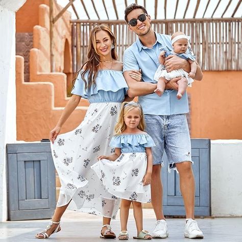 PopReal Family Matching Outfits Mommy and Me Dresses Floral Printed Men Boy Shirt Girl Romper Best Dress Websites, Matching Outfits For Family, Outfits For Dinner, Dress Pants Outfits, Spring Outfits Dresses, Family Summer, Mommy And Me Dresses, Plus Size Dress Outfits, Fall Dress Outfit