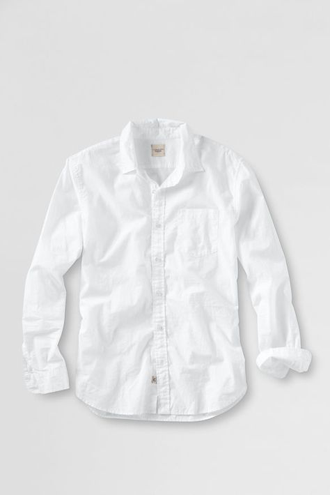 Canvas Lands' End Men's Long Sleeve Solid Heritage Poplin Shirt in white White Long Sleeve Dress Shirt, White Long Sleeve Shirt Dress, Long Shirt Men, Linen Shirt Men, Casual Stylish, Poplin Shirt, Long Shirt, Stylish Shirts, Art Abstract