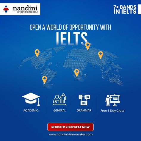 Nandini Vision Maker join our IELTS Coaching Classes Choose your dream destination and leave rest on us. Get FREE IELTS coaching classes when you register with us. (Limited time offer) Enroll Now for FREE 3 days classes !! For any query related to 𝗜𝗘𝗟𝗧𝗦 & 𝗩𝗜𝗦𝗔 𝗙𝗶𝗹𝗶𝗻𝗴 𝗽𝗹𝗲𝗮𝘀𝗲 𝗖𝗮𝗹𝗹📞 𝗼𝗿 𝗪𝗵𝗮𝘁𝘀𝗔𝗽𝗽 𝗼𝗻: +91-90161 71609 or hit the messenger button now. #NandiniVisionMakers Ielts Coaching, Coaching Classes, Beyond The Sea, Enroll Now, The Messenger, Limited Time Offer, Dream Destinations, Your Dream, Limited Time