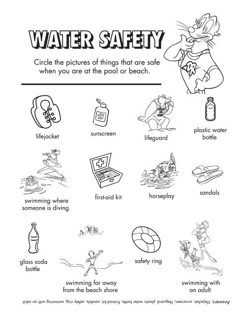 Select the items that are safe for the pool or beach. #watersafety #kidactivities Internet Safety Worksheet, Water Safety Activities, Safety Worksheets, Development Psychology, Science Safety, Safety Crafts, Swimming Safety, Summer Safety, Safety Week