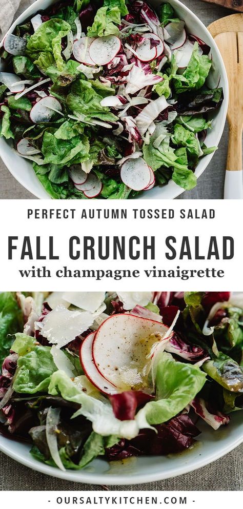 Green Salad For Thanksgiving, Salad For Fall, Tossed Green Salad, Salad Thanksgiving, Butter Lettuce Salad, Spring Mix Salad, Autumn Salad Recipes, Thanksgiving Salad, Butter Crunch